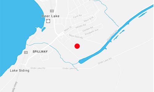 map image showing the Sansom Equipment location in Deer Lake Newfoundland