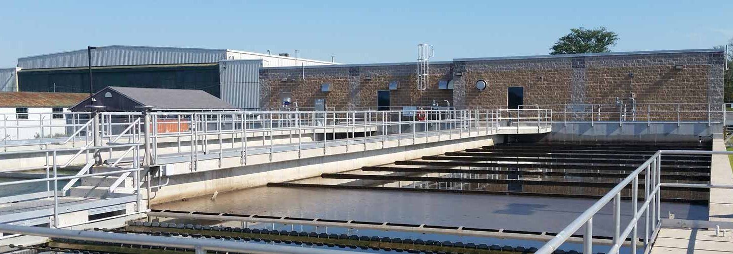 Outdoor photo of a water treatment plant