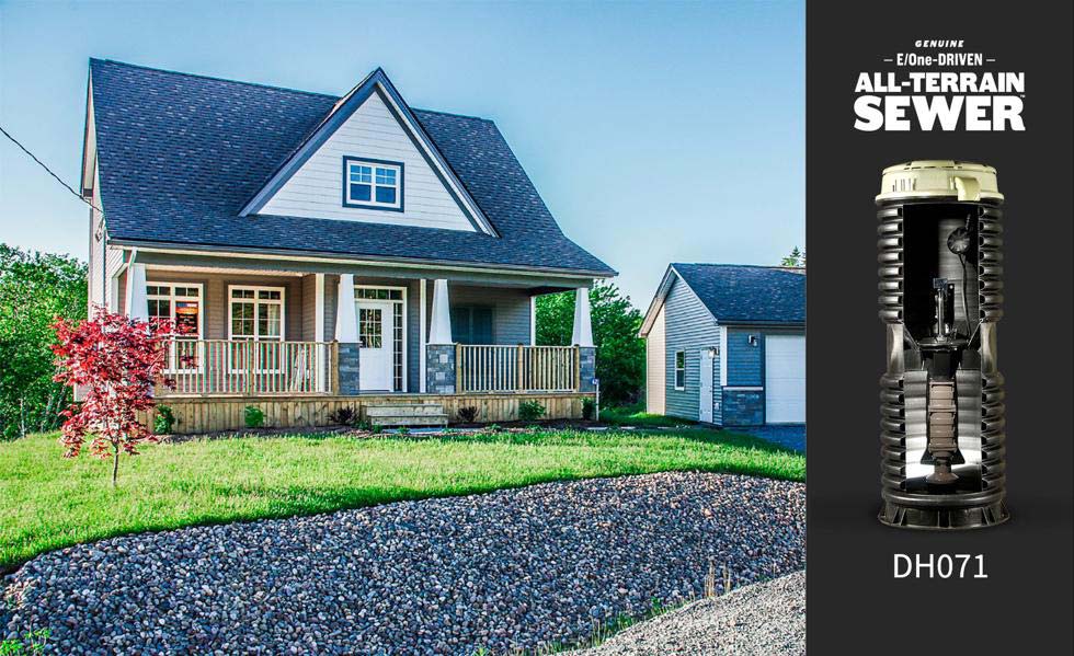 exterior shot of a two story home with front porch featuring eone all terrain sewer