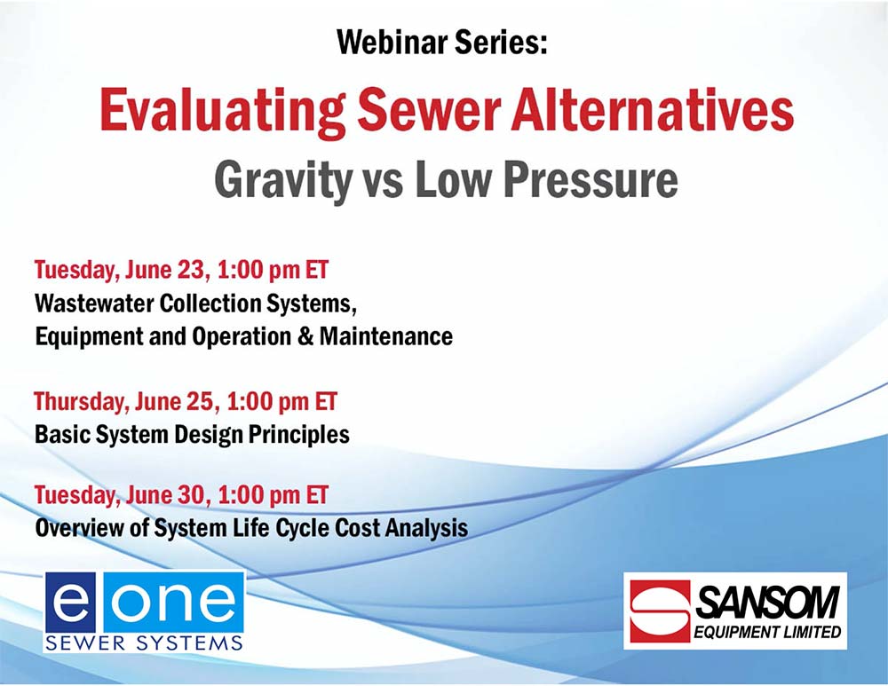 Sansom and E/One Evaluating Sewer Alternatives Webinar Series Graphic